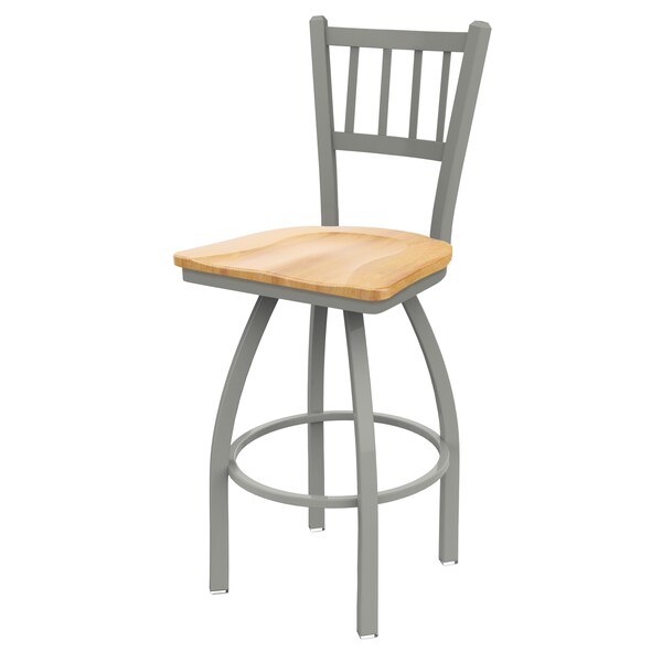 25" Swivel Counter Stool, Nickel Finish, Nat Maple Seat